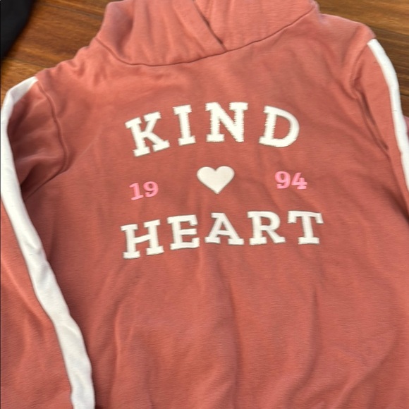 H&M Pink Hoodie with Kind Heart Text and Relaxed Fit - Picture 2 of 6